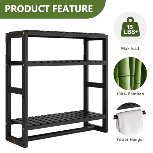 Adjustable 3-Tier Bamboo Bathroom Shelf Organizer