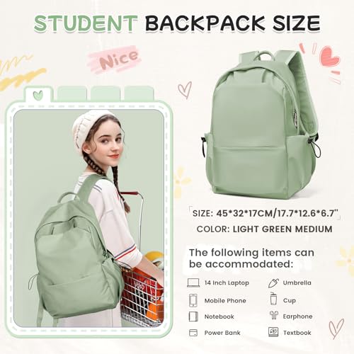 Light Green Lightweight School & Travel Backpack