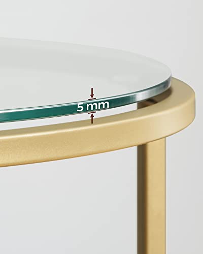 VASAGLE Gold & Glass Round Side Table