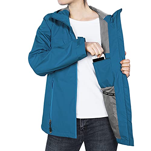 Women's Packable Waterproof Rain Jacket - Blue