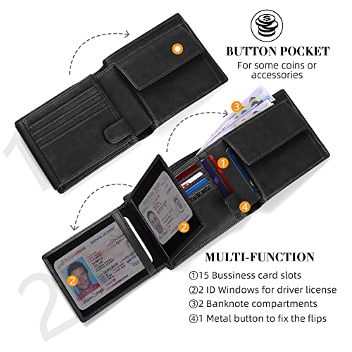 HOCRES® Slim RFID Blocking Leather Wallet for Men