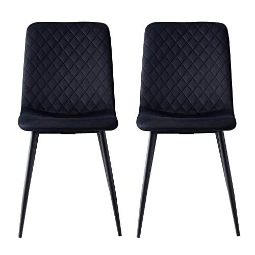 Set of 4 Black Velvet Dining Chairs