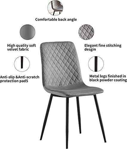 Set of 4 Black Velvet Dining Chairs