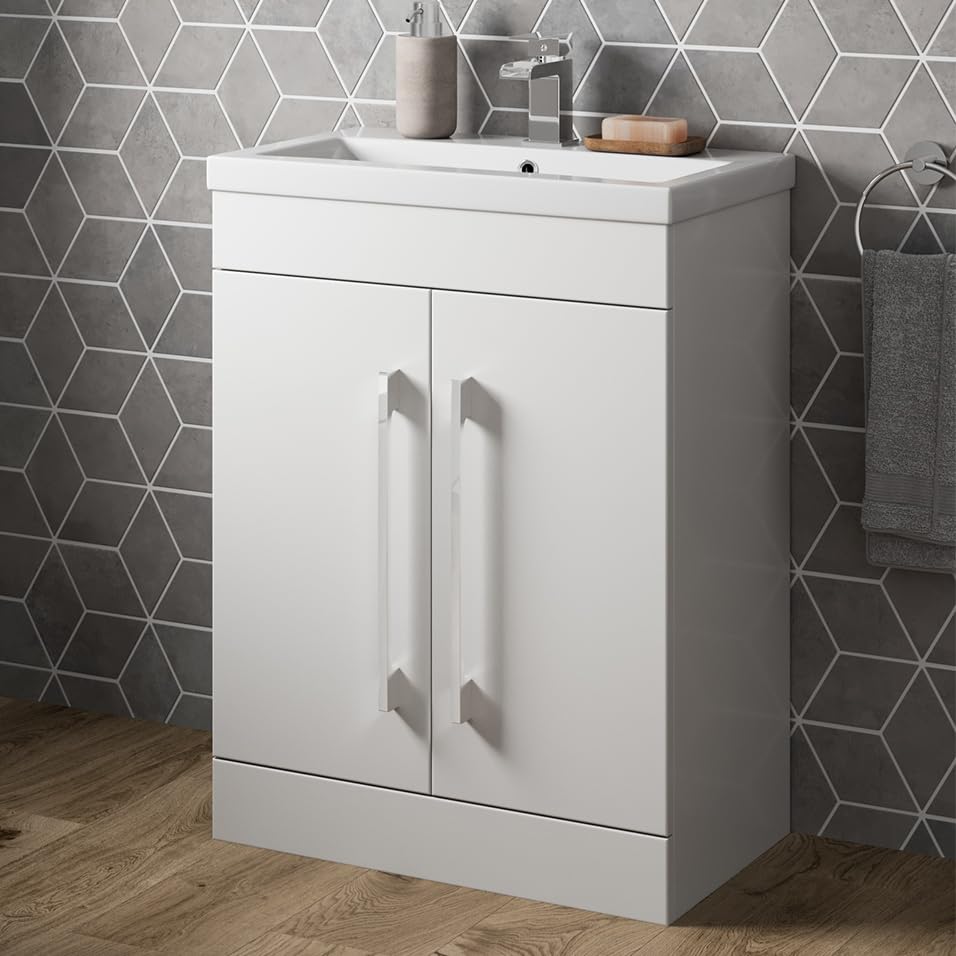 Aurora® 600mm White Gloss Vanity Unit with Sink