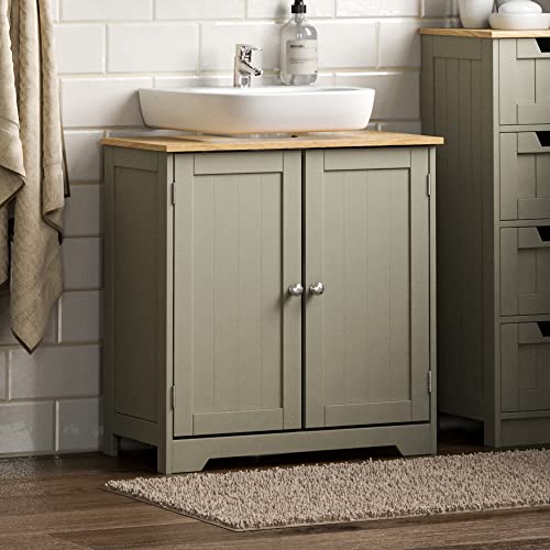Grey & Oak Under Sink Bathroom Storage Cabinet