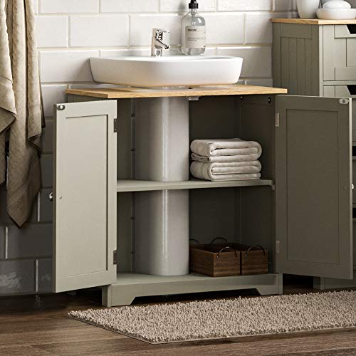 Grey & Oak Under Sink Bathroom Storage Cabinet