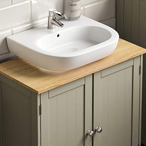 Grey & Oak Under Sink Bathroom Storage Cabinet