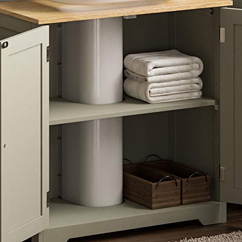 Grey & Oak Under Sink Bathroom Storage Cabinet