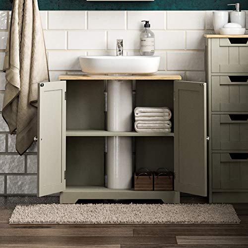 Grey & Oak Under Sink Bathroom Storage Cabinet