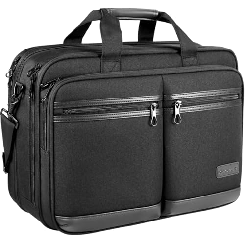 KROSER Expandable Water-Repellent Laptop Briefcase - Black