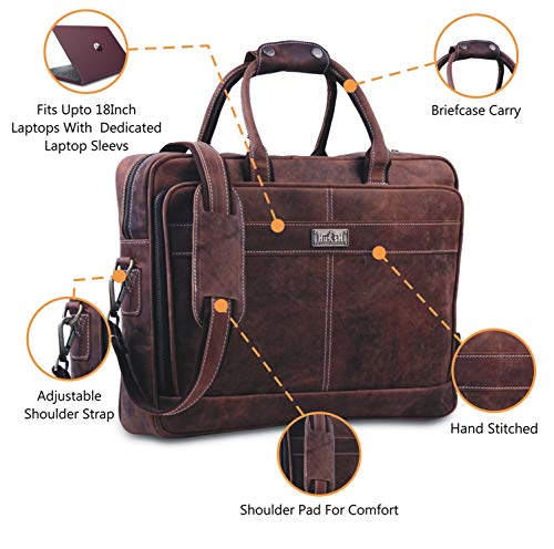 Genuine Leather Laptop Messenger Bag for Men