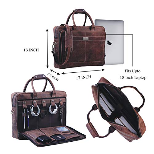 Genuine Leather Laptop Messenger Bag for Men