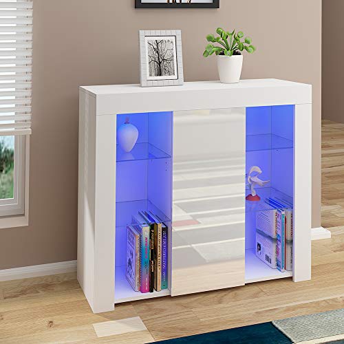 High Gloss LED Sideboard with Glass Shelves