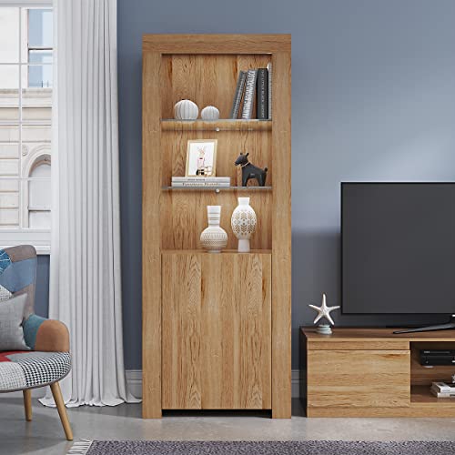 Panana One Door Oak Sideboard with LED Shelves
