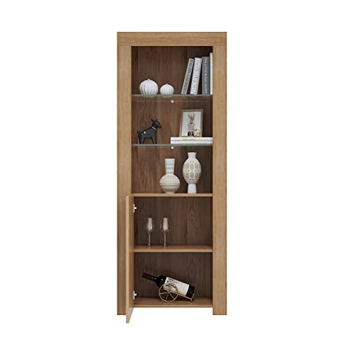 Panana One Door Oak Sideboard with LED Shelves