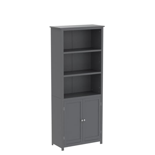 COSTWAY Tall Wooden Storage Cabinet with Open Shelves