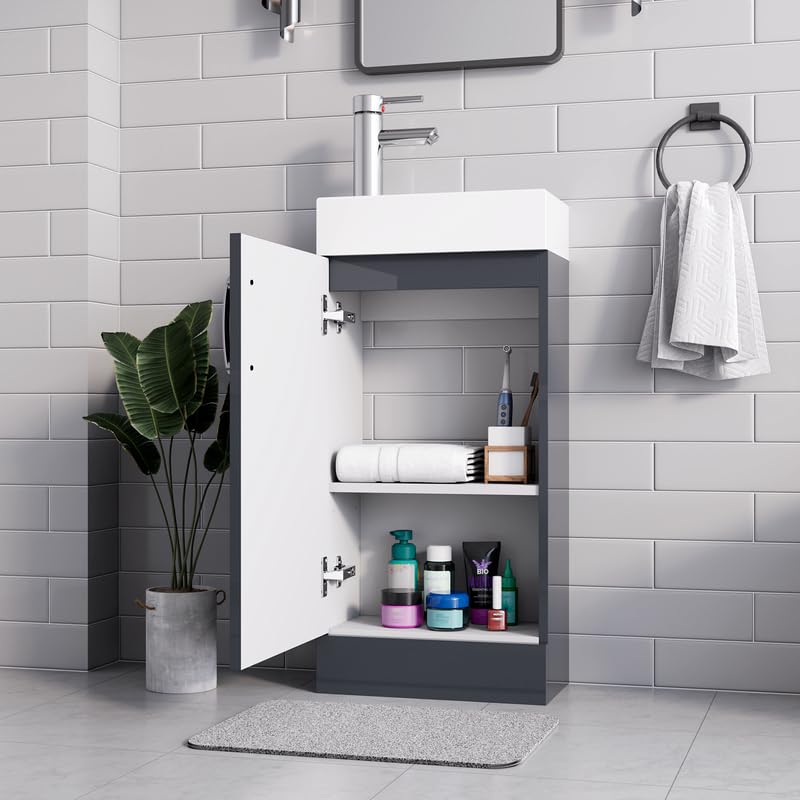 New York Grey Floor Standing Bathroom Vanity Unit