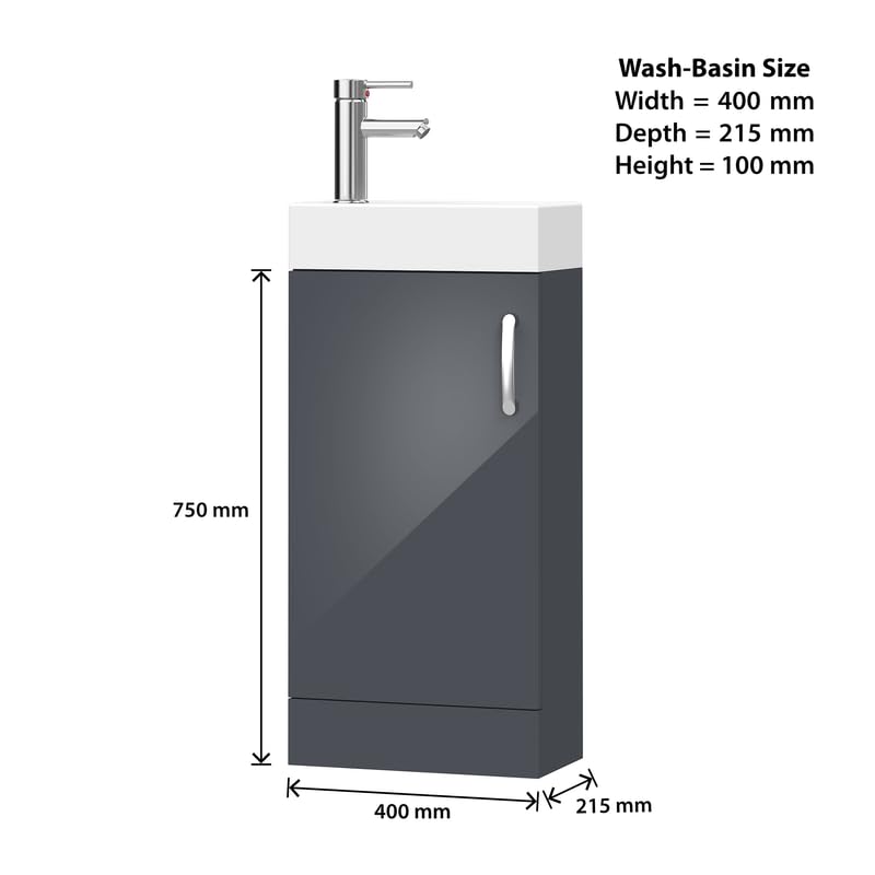 New York Grey Floor Standing Bathroom Vanity Unit