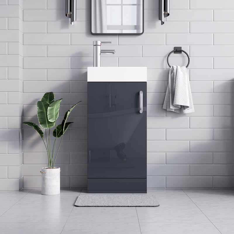 New York Grey Floor Standing Bathroom Vanity Unit