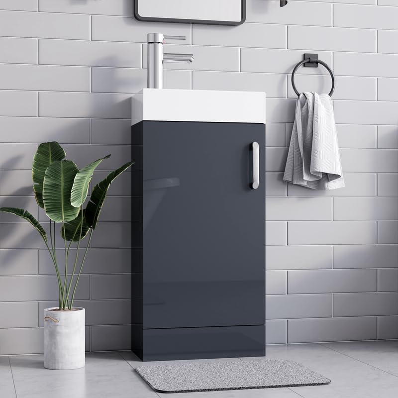 New York Grey Floor Standing Bathroom Vanity Unit