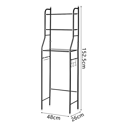 3-Tier Over Toilet Storage Shelf Organizer - Black