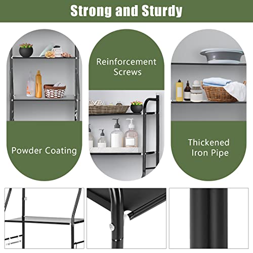 3-Tier Over Toilet Storage Shelf Organizer - Black