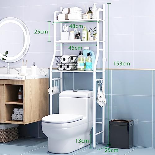 3-Tier Over Toilet Storage Rack - White