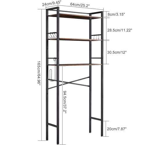 3-Tier Over Toilet Storage Organizer - Rustic Brown