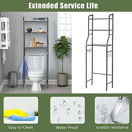 3-Tier Over Toilet Storage Shelf Organizer - Black