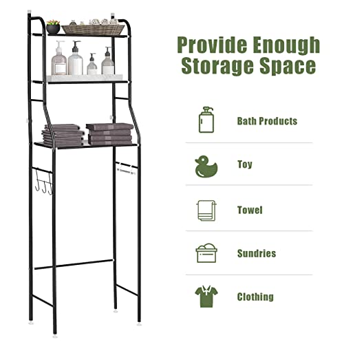3-Tier Over Toilet Storage Shelf Organizer - Black