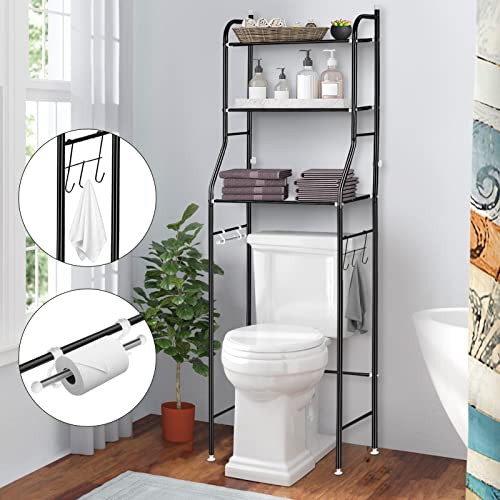 3-Tier Over Toilet Storage Shelf Organizer - Black
