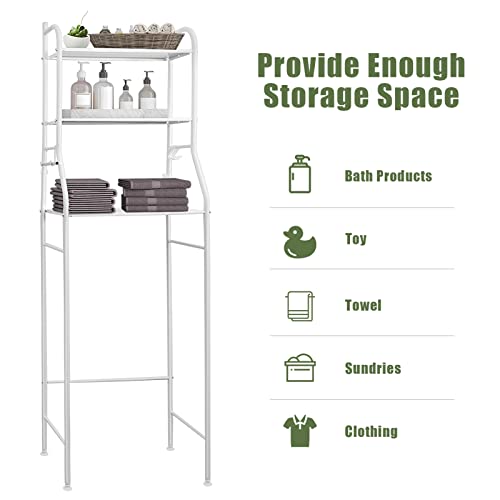 3-Tier Over Toilet Storage Rack - White