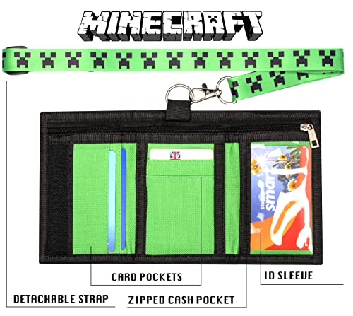 Minecraft Creeper Kids Wallet with Lanyard Gift