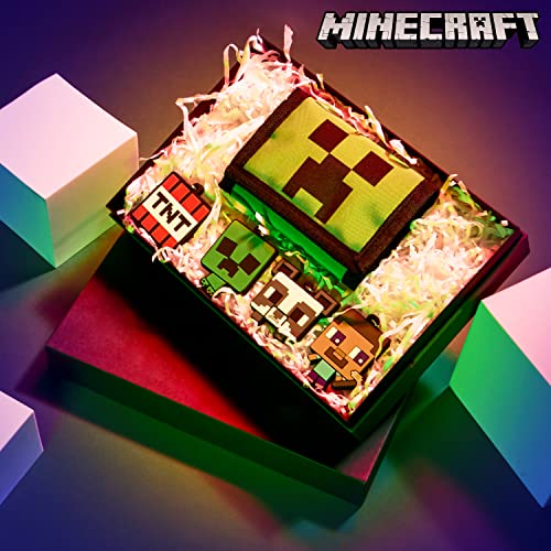 Minecraft Wallet Set for Kids with Creeper Keyring