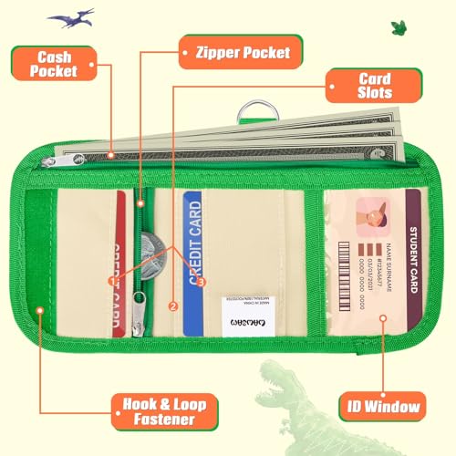 Dinosaur Trifold Wallet for Kids Ages 4-12