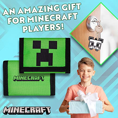 Minecraft Wallet Set for Kids with Creeper Keyring