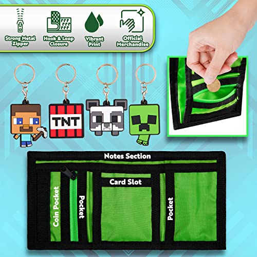 Minecraft Wallet Set for Kids with Creeper Keyring