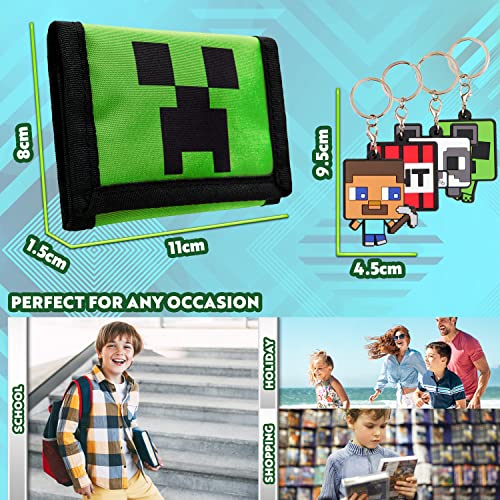 Minecraft Wallet Set for Kids with Creeper Keyring