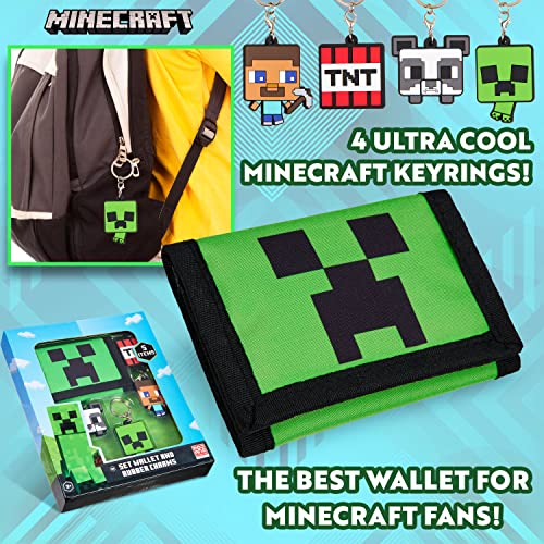 Minecraft Wallet Set for Kids with Creeper Keyring