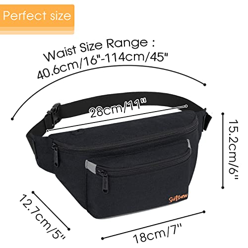 Adjustable Black Fanny Pack for Hiking and Travel