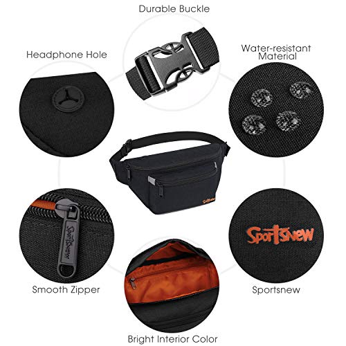 Adjustable Black Fanny Pack for Hiking and Travel