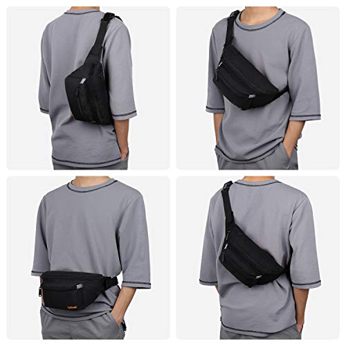 Adjustable Black Fanny Pack for Hiking and Travel