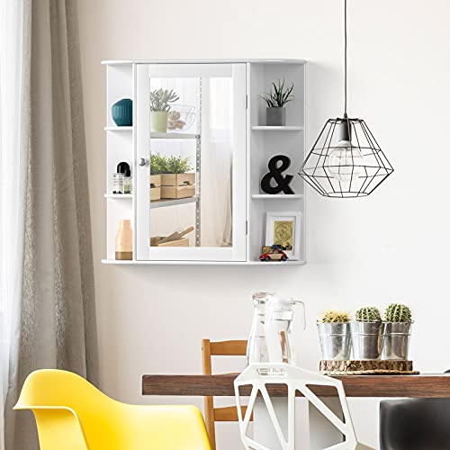 Wall-Mounted Bathroom Mirror Cabinet with Adjustable Shelves