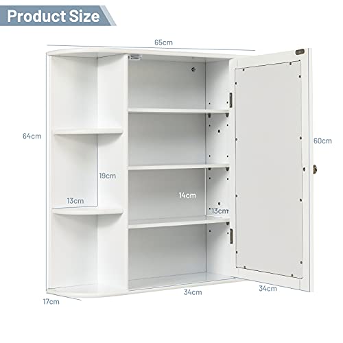 Wall-Mounted Bathroom Mirror Cabinet with Adjustable Shelves