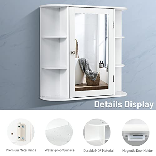 Wall-Mounted Bathroom Mirror Cabinet with Adjustable Shelves