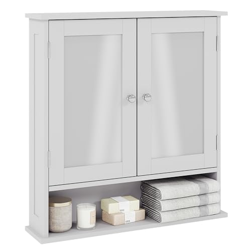 Mirrored Wall-Mounted Bathroom Cabinet with Double Doors