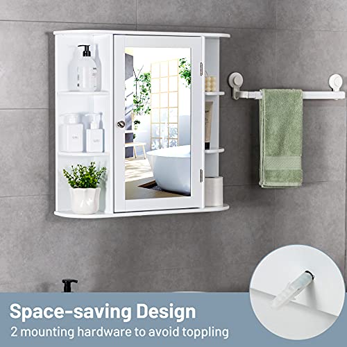 Wall-Mounted Bathroom Mirror Cabinet with Adjustable Shelves