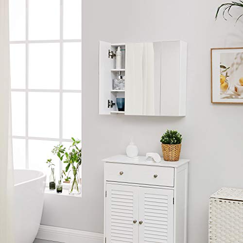 Modern White Bathroom Wall Cabinet with Mirror