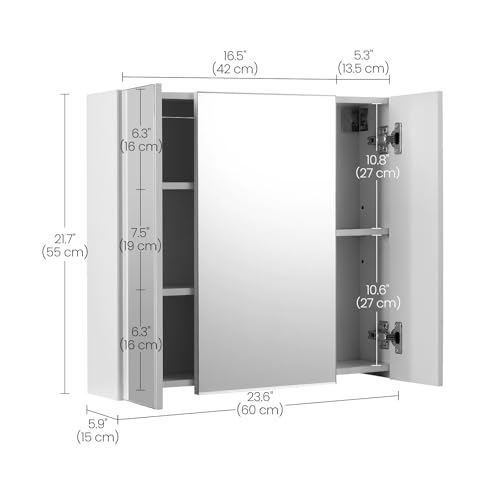 Modern White Bathroom Wall Cabinet with Mirror