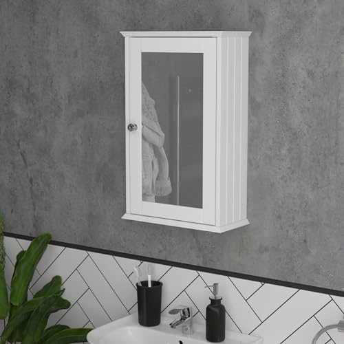 Priano Wall-Mounted Bathroom Cabinet with Mirror, White